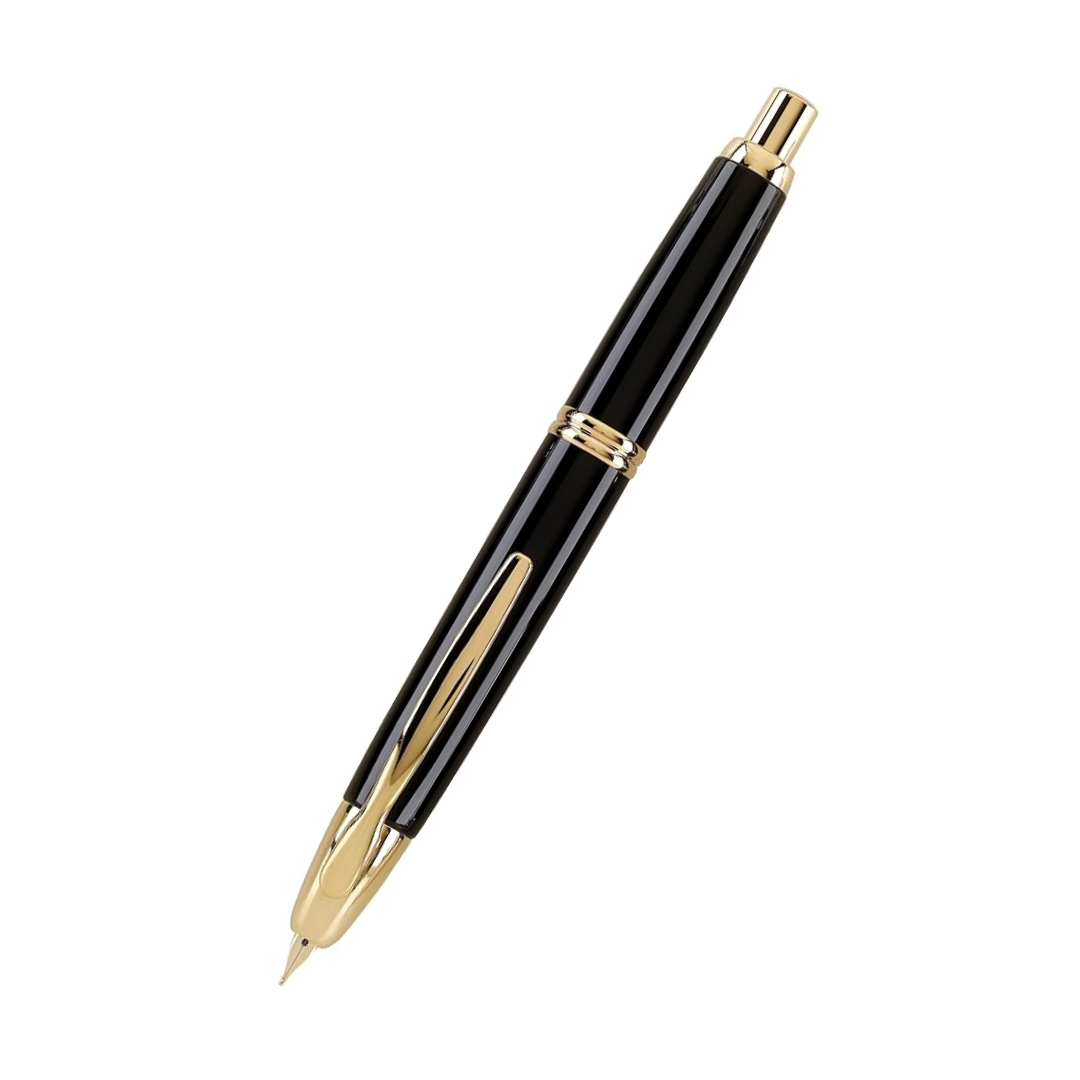 Pilot Vanishing Point Collection Retractable Fountain Pen, Black with Gold Accents, Blue Ink, Medium Nib (60265)