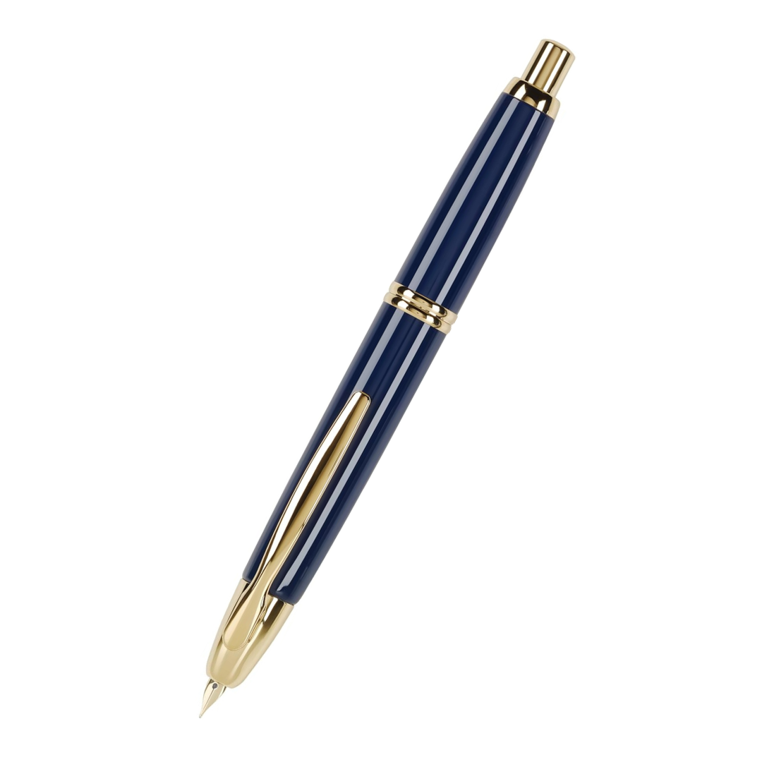 Pilot Vanishing Point Collection Retractable Fountain Pen, Blue with Gold Accents, Blue Ink, Medium Nib (60266)