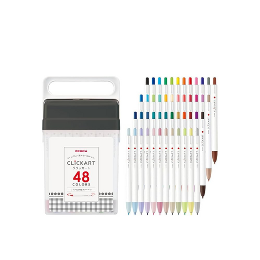 Zebra WYSS22-48C-AZ Water-Based Marker, Clickert, Set of 48 Colors, Case Included