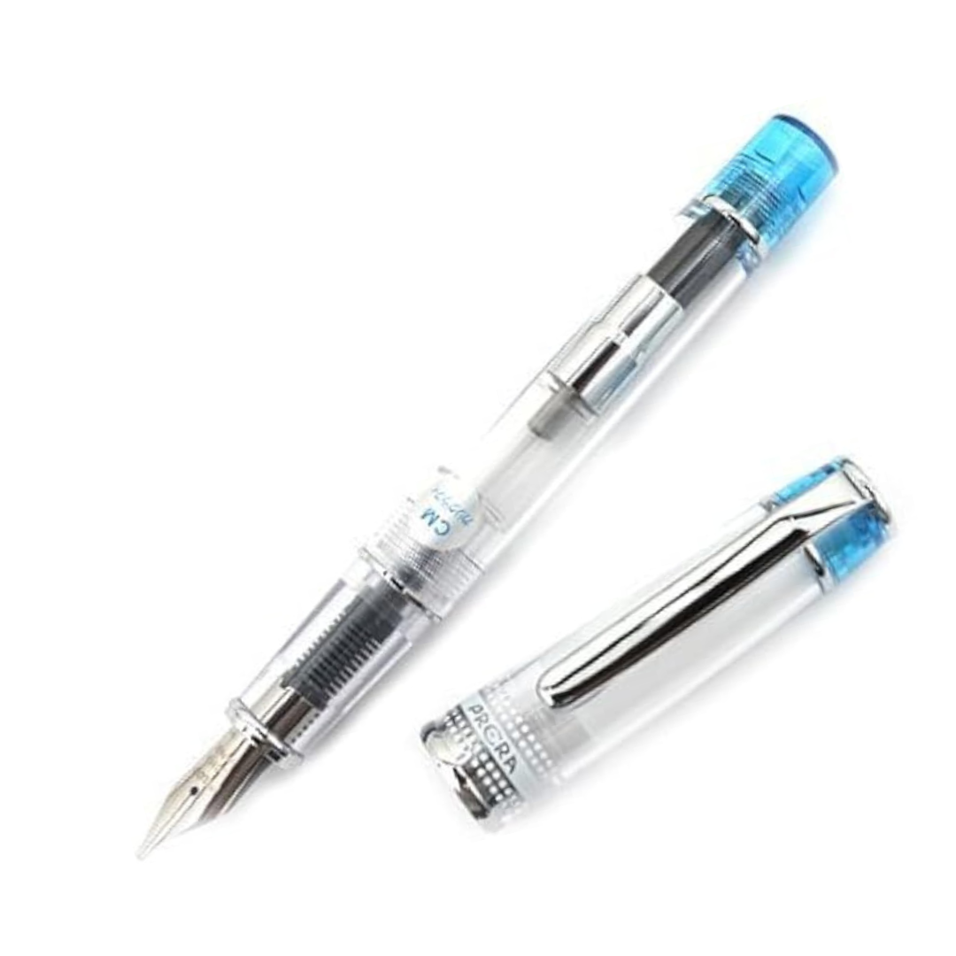 Pilot Prera Iro-Ai Calligraphy-Nib Fountain Pen, Transparent Light Blue Body (FPRN-350R-TLBCM)