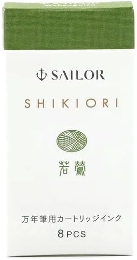 Sailor Fountain Pen, Cartridge Ink for Fountain Pens, Shiki Textile, Water Based Dye, 8 Count (Rikyucha 13-0400-214)