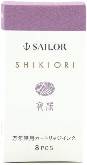 Sailor Fountain Pen, Cartridge Ink for Fountain Pens, Shiki Textile, Water Based Dye, 8 Count (Rikyucha 13-0400-214)