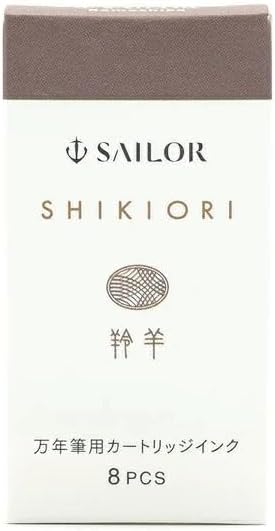Sailor Fountain Pen, Cartridge Ink for Fountain Pens, Shiki Textile, Water Based Dye, 8 Count (Rikyucha 13-0400-214)
