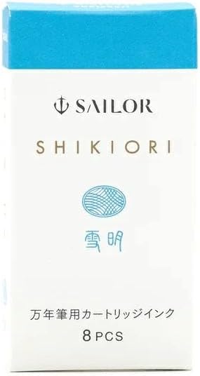 Sailor Fountain Pen, Cartridge Ink for Fountain Pens, Shiki Textile, Water Based Dye, 8 Count (Rikyucha 13-0400-214)