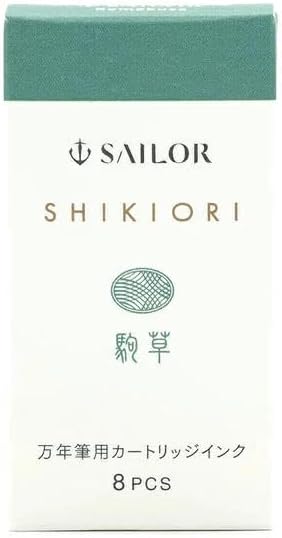 Sailor Fountain Pen, Cartridge Ink for Fountain Pens, Shiki Textile, Water Based Dye, 8 Count (Rikyucha 13-0400-214)