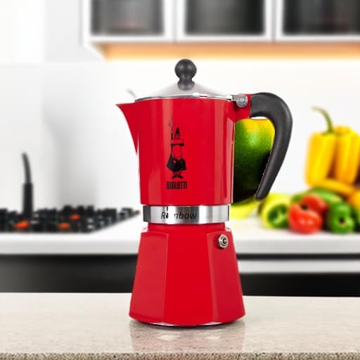 Bialetti Rainbowi - Stovetop Espresso Coffee Maker - Red - Various Sizes 6 Cups Red 4963