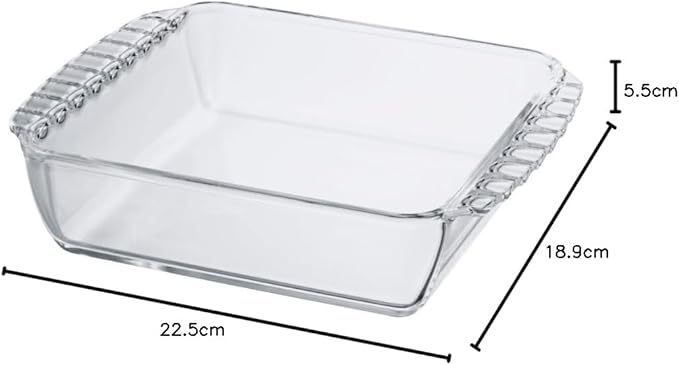 HARIO HKOZ-130-BK Heat Resistant Glass Square Plate, 43.8 fl oz (1,300 ml), Baking, Made in Japan, Clear