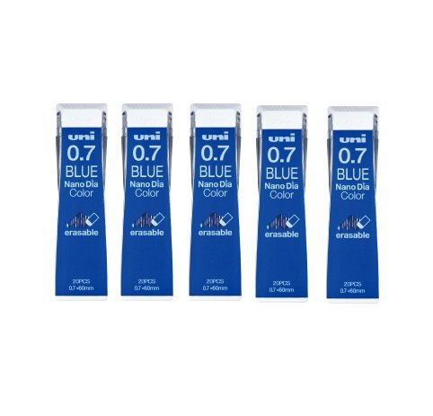 Uni Nano Dia Color Mechanical Pencil Leads 0.7mm Blue, 5 Pack/Total 100 Leads Value Set