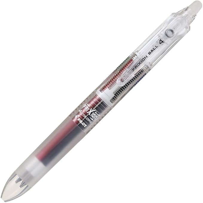 Pilot FriXion Ball 4 Erasable Multi-Color Ballpoint Pen, Transparent Body