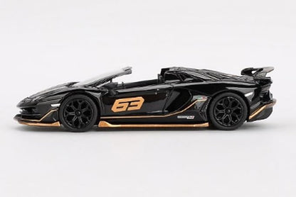 MINI GT 1/64 Lamborghini Aventador SVJ 63 Roadster Nero Aldebaran Black (Left Handle) Finished Product