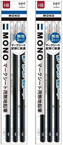 TOMBOW Pencils for MONO Mark Sheets (Plain Pencils for Exam and Test), 3 Pieces (With Caps) ACA-312 (x2)