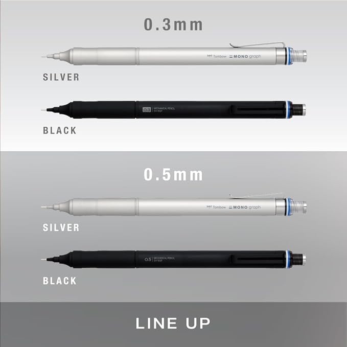 TOMBOW DPA-112A Mechanical Pencil, 0.5mm, MONO Monograph Fine (Wide Vision, Low Center of Gravity), Silver