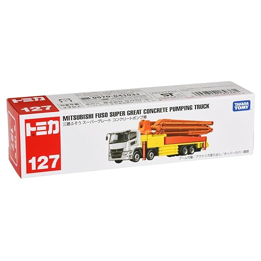 Takara Tomy Tomica Long Type Tomica No. 127 Mitsubishi Fuso Super Grate Concrete Pump Car Mini Car