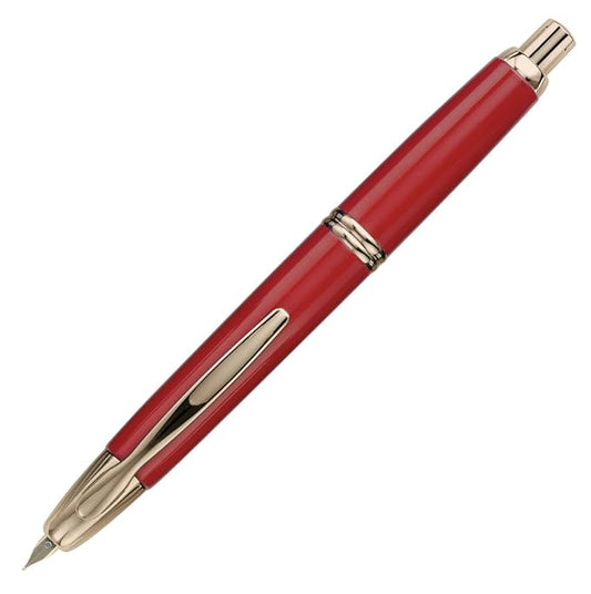 PILOT Vanishing Point Collection Refillable & Retractable Fountain Pen, Red Barrel with Gold Accents, Blue Ink, Medium Nib (60267)