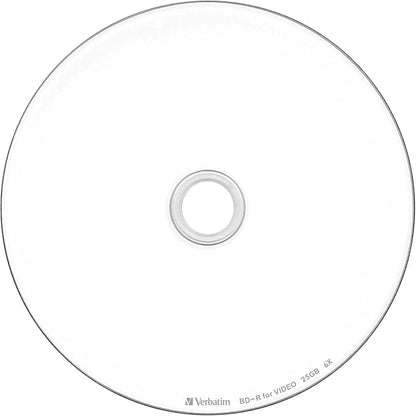 Verbatim BD-R Single Recording Blu-ray Disc 25GB 50 Sheets + 3 Pack Inkjet Printer Compatible, White, 1 Layer, 1-6x Speed