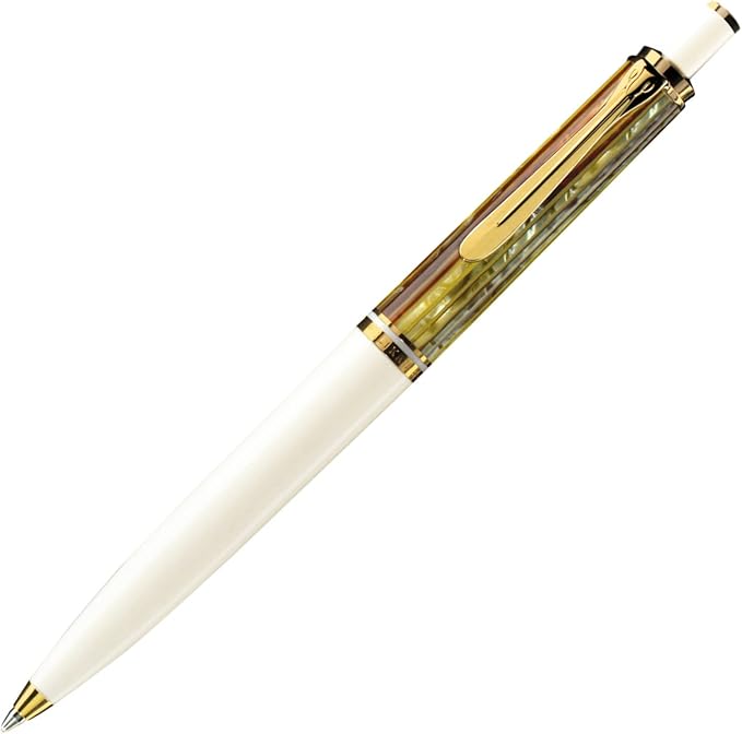 Pelikan K400 Ballpoint Pen, White Tortoise, Oil-based, Genuine Import