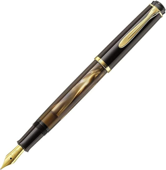 Pelikan Fountain Pen EF Ultra Fine Point Marble Brown Classic M200 Intake Type Genuine Imported