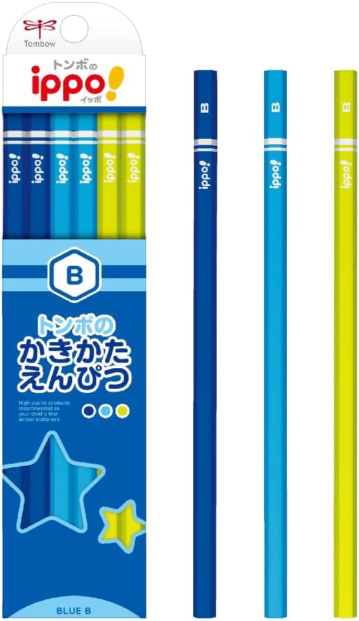 TOMBOW Pencil Ippo KB-KPM04-B Kakikata Pencil B, Plain Blue
