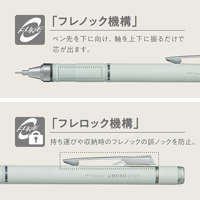 TOMBOW Mechanical Pencil, 0.5mm,  Monograph Grip (Soft Fit Grip for Anti-Fatigue), Pale Green DPA-152F (x2)