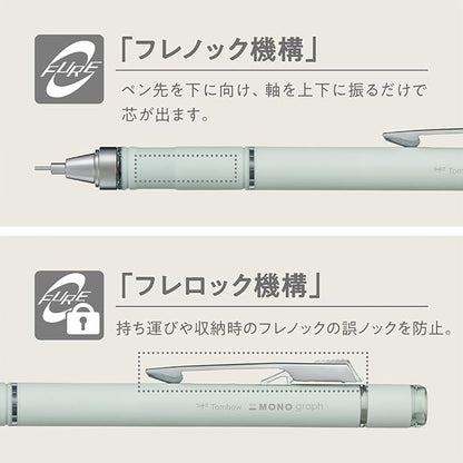 TOMBOW Mechanical Pencil, 0.5mm,  Monograph Grip (Soft Fit Grip for Anti-Fatigue), Pale Green DPA-152F (x2)