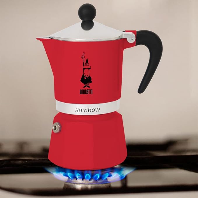 Bialetti Rainbowi - Stovetop Espresso Coffee Maker - Red - Various Sizes 6 Cups Red 4963