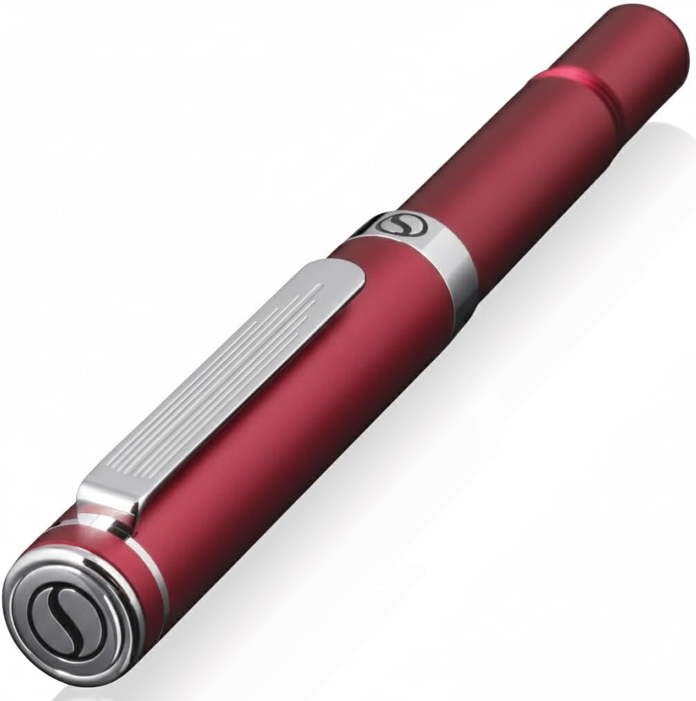 Scriveiner Old Version Red Rollerball EDC Luxury Pen, Stunning Pocket Pen with Chrome Finish, Cool Writing Pen, Best Pen Gift for Men & Women, German Schmidt Refill, Nice Present