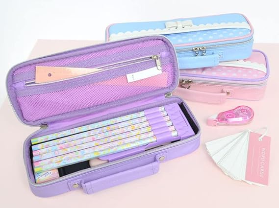 Raymay  Fujii Pencil Case, Girls, Elementary School Students, Topliner, Pen Case, Elementary School Students, Large Capacity, Kids, Heart, Ribbon, Lace, Dots, Compact, Compact, Multi-functional Pen