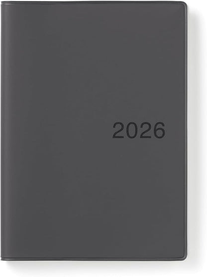 MUJI 84854262 Notebook, 2026, A6, Monthly / Weekly Schedule Book, Starts December 2025, A6, Dark Gray