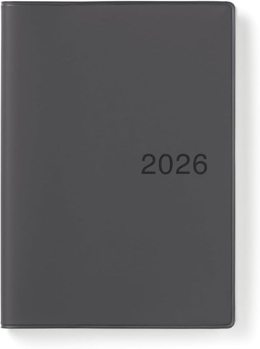 MUJI 84854262 Notebook, 2026, A6, Monthly / Weekly Schedule Book, Starts December 2025, A6, Dark Gray