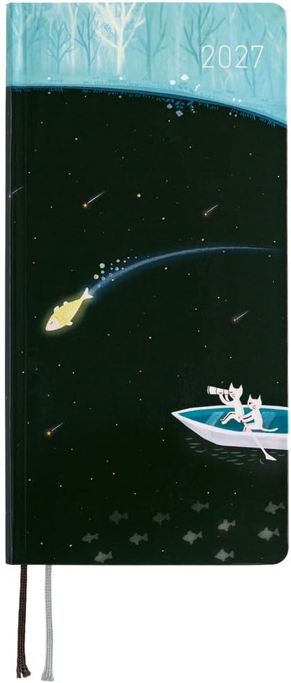 Hobonichi Techo 2027 Weeks, Hiroko Kubota/Light Blue Forest Meteor Shower, January Star.