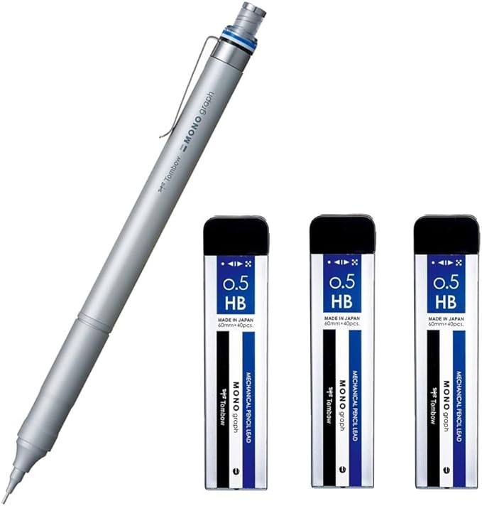 TOMBOW DPA-112A Mechanical Pencil, 0.5mm, MONO Monograph Fine (Wide Vision, Low Center of Gravity), Silver