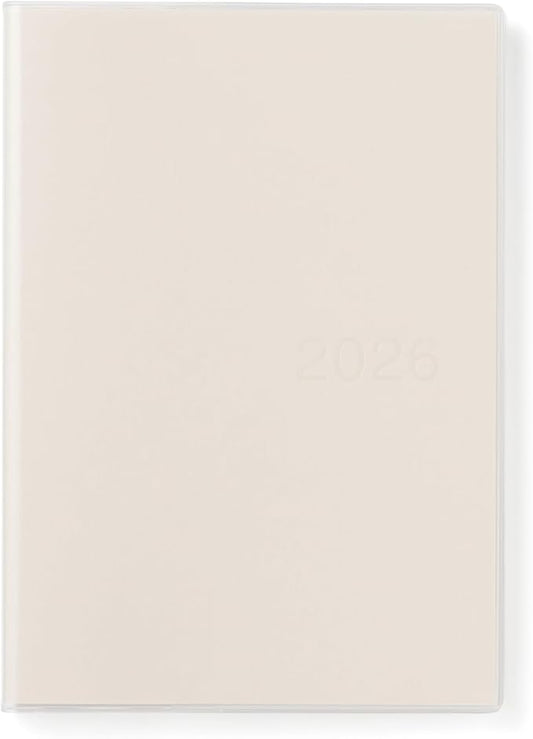 MUJI 84854538 Notebook, 2026, A5, Vertical Schedule Book, Starts December 2025, A5, White, Monthly Weekly