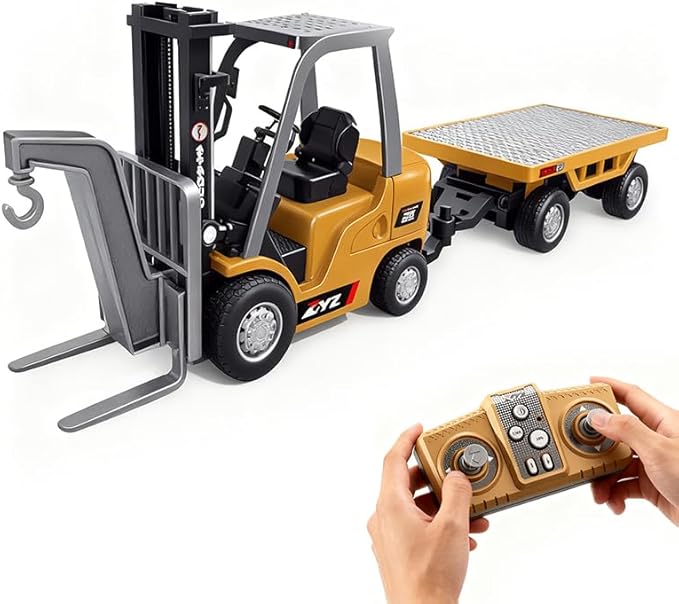 1/64 Mini RC Forklift, Heavy Machinery, Mini Alloy, RC Car, Construction Vehicle, Toy, Car, 2.4 GHz, Wireless Remote Control, Elevation Control, Full Proportional Operation, Indoor Play, For Boys
