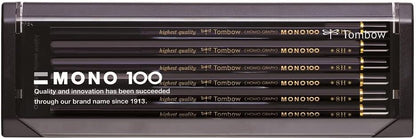 Tombow Pencil Premium Pencil 2B MONO 100 (High-Density Structure With Condensed Ultra-Fine Particles) Drafting and Drawing 1 dozen MONO-1002B