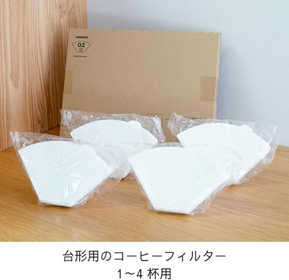 HARIO Trapezoidal Coffee Filters, 1 to 4 Cups, 160 Sheets Set of 40 Sheets x 4, Amazon Original Set, Made in Japan, FSC Certified Paper, 02 W, White PEF-02-40W-4S-AZ+
