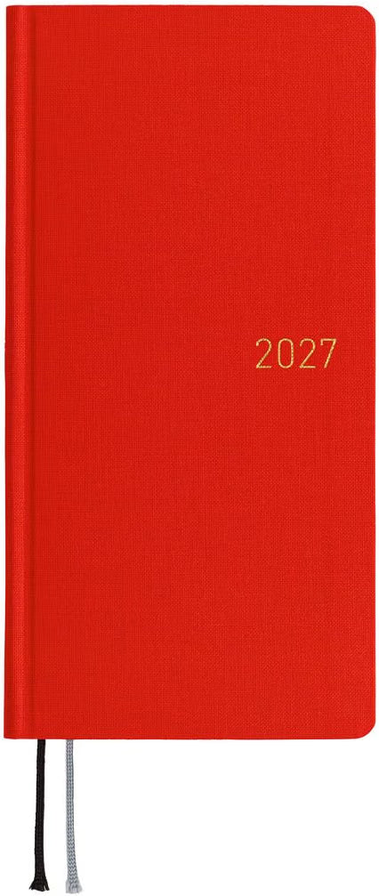 Hobonichi Planner, 2027 Weeks, Poppy Red, Starts from January, Weekly Notebook.
