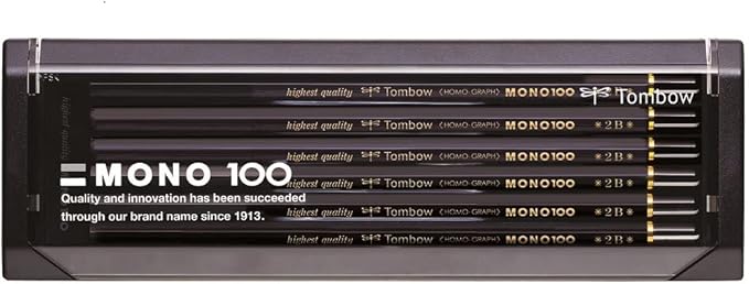 Tombow Pencil Premium Pencil 2B MONO 100 (High-Density Structure With Condensed Ultra-Fine Particles) Drafting and Drawing 1 dozen MONO-1002B