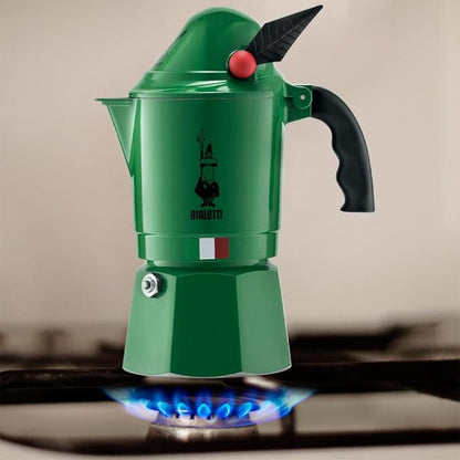 Bialetti Espresso Maker, Direct Fire, Moka Alpina, 3 Cups, Coffee Makinetta, Green, 0002762