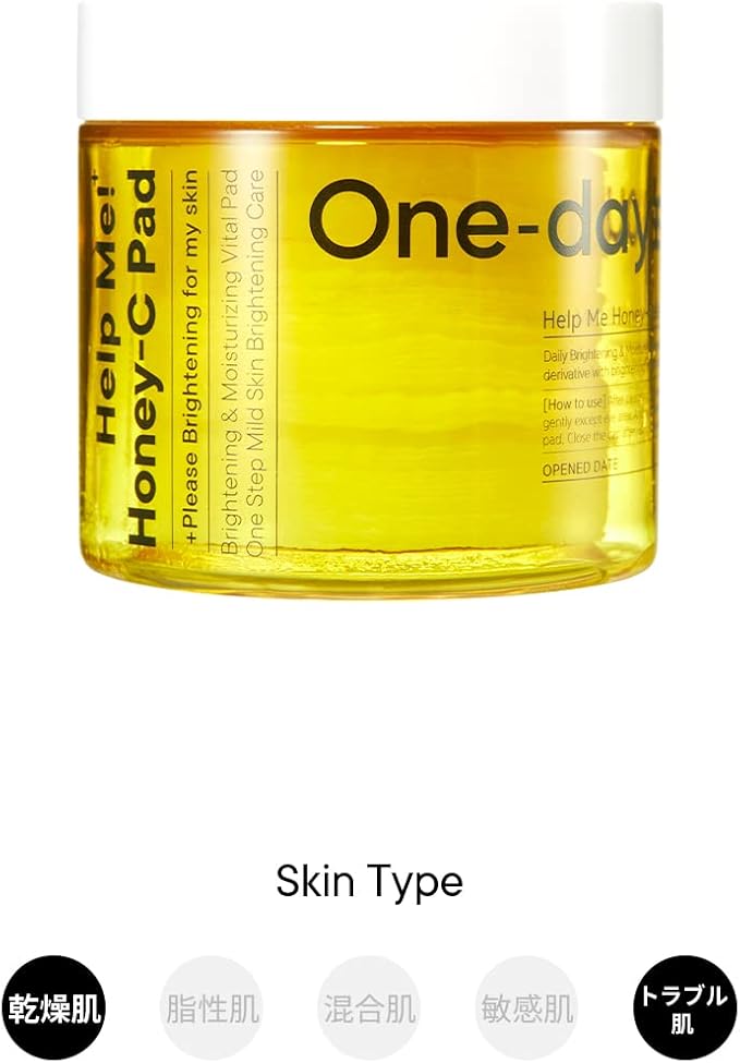 One-Day's You Help Me! + Honey-C Wiping Pads, 60 Sheets, Skin Care, Exfoliating Care, Toner Pads, Lotion, Korean Cosmetics (Honey-C Pads)