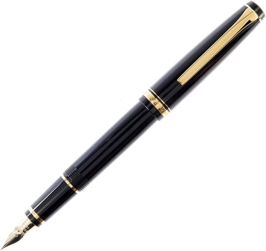 Pilot Namiki Falcon Collection Fountain Pen, Black with Gold Accents, Soft Medium Nib (60252)