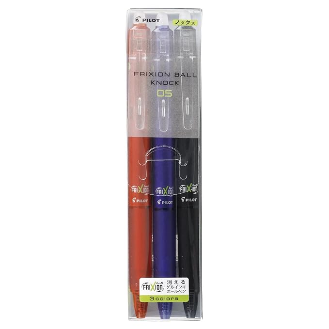 Pilot Frixion Ball Knock Retractable Gel Ink Pen-0.5 Mm-Set Of 3,Blue