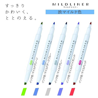 Zebra Mildliner WKT7-5C-NC-N Highlighter, Astringent Mild Color, NC5 Colors
