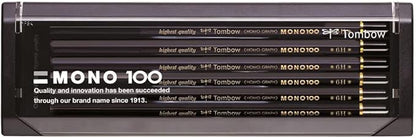 Tombow Pencil Premium Pencil 2B MONO 100 (High-Density Structure With Condensed Ultra-Fine Particles) Drafting and Drawing 1 dozen MONO-1002B