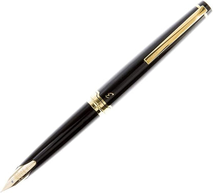 Pilot E95s Fountain Pen, Black Barrel with Gold Accents, Blue Ink, Medium Nib (60838)