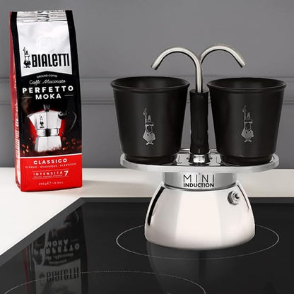 Bialetti Mini Express Induction for 2 Cups, Induction Compatible, Induction & Direct Fire/Espresso Cup