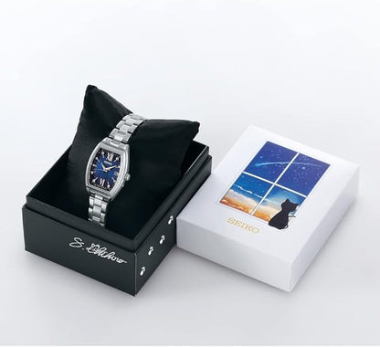 Seiko  Series Women's Wristwatch, Tonneau Type, Solar Radio Wave, Case: Silver, Dial: Navy, Case Shape: Tonneau (barrel type)