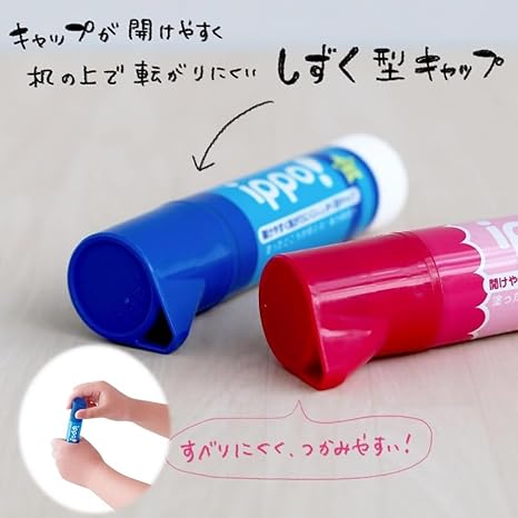 TOMBOW PT-TCIM01-12P Stick, Glue Stick, Elementary School Students, Ippo (Easy to Open Cap & Fade Color) 12 Pieces