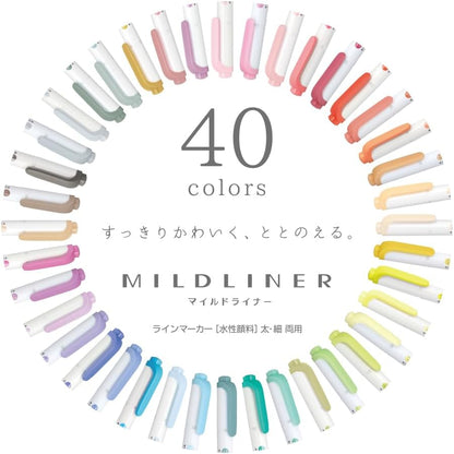 Zebra Mildliner WKT7-40C-AZ Highlighter, 40 Colors, Case Box Included