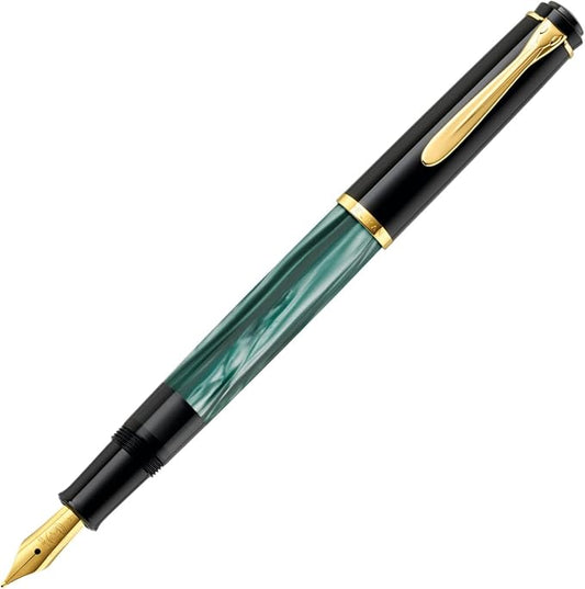 Pelikan EF Fountain Pen, Marble Green, Classic M200, Inhalation Type, Genuine Imported Product