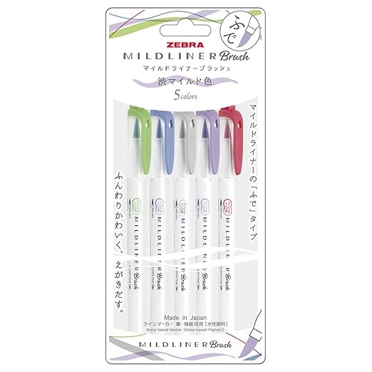 Zebra WFT8-5C-NC-N Highlighter, Mild Brush, Astringent Mild Color, NC5 Colors
